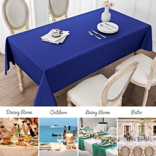 Veblandy 2 Pack Rectangle Tablecloth, 60x104 inch, Water Resistant Wrinkle Free Linen Textured Table Cloth Washable, Decorative Fabric Table Cover for Dining, Party and Camping, Royal Blue