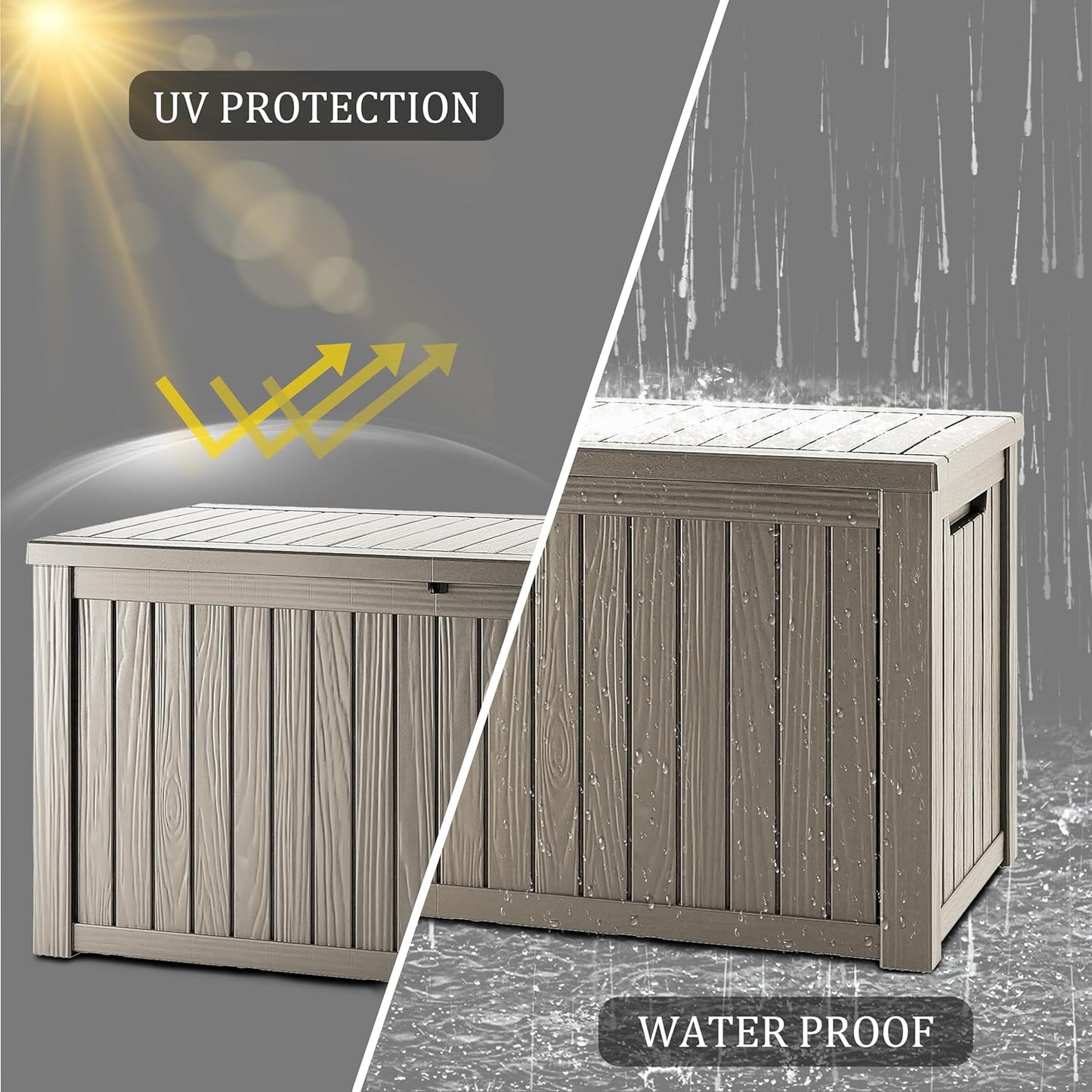 200 Gallon Lockable Resin Outdoor Storage Box - Waterproof & Weather Resistant for Patio Cushions, Tools & Accessories | Grey