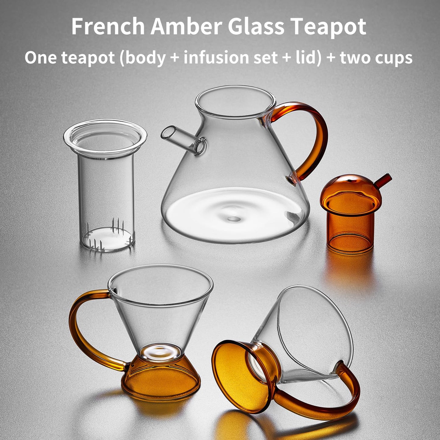 Glass Teapot Tea Pot With Infuser, Glass Kettle, Tea Glass Pot, Glass Tea Cup With Infuser And Lid For Loose Leaf Tea Steeper, Tea Pots For Tea Party, 2 Glass Cups With Saucers, 1 Male Cup Tea Gift.
