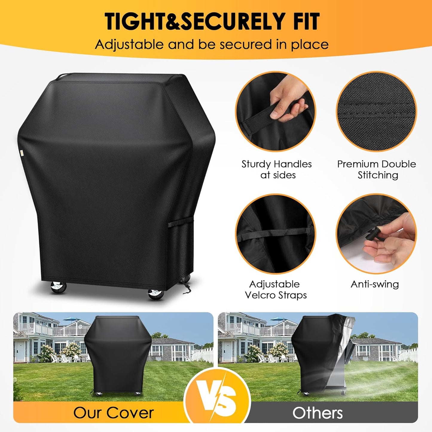 Skiennix 32-Inch Grill Cover - Waterproof & UV Resistant for Weber, Nexgrill, Charbroil, Black