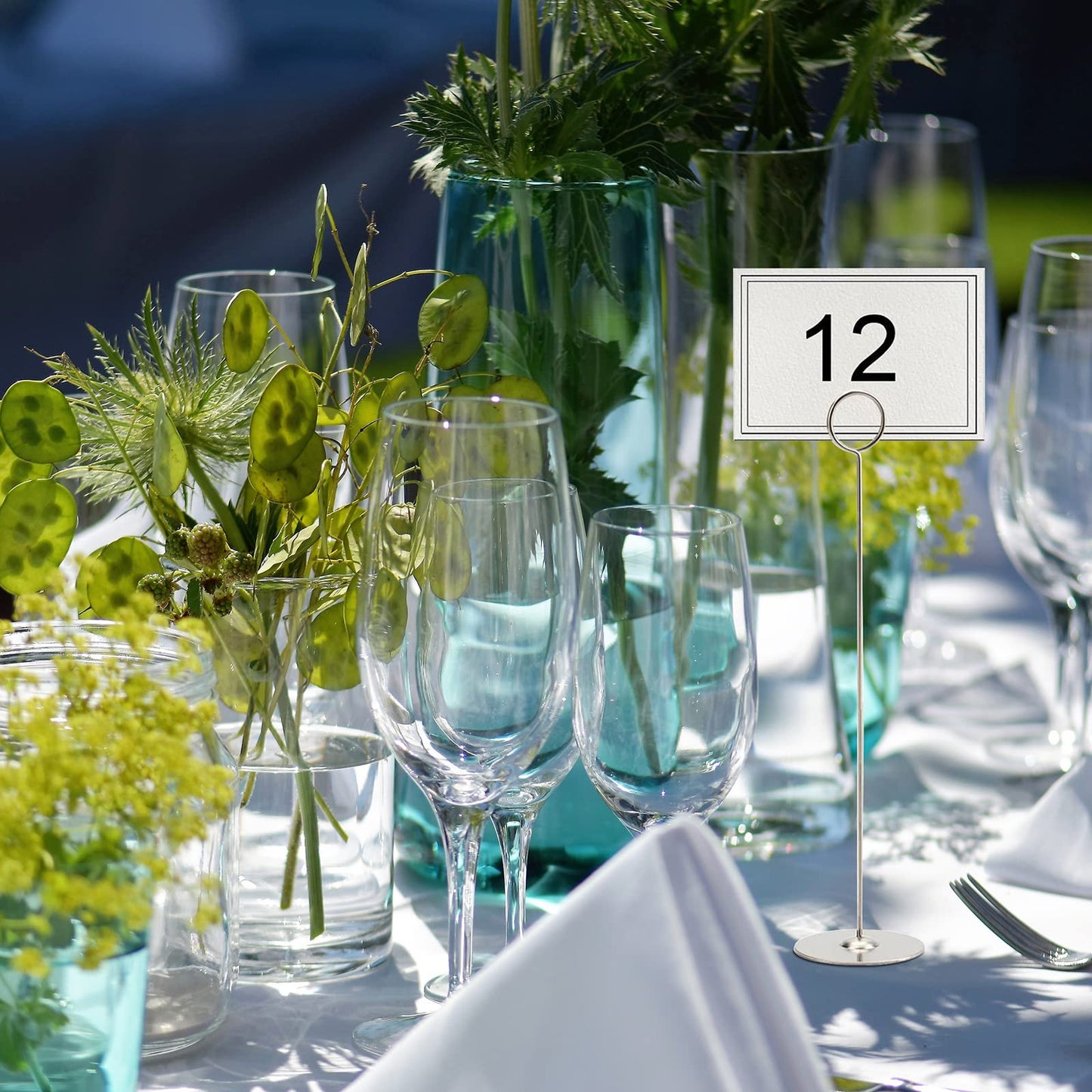 Tosnail 12 Pack 12" Tall Stainless Steel Table Number Holder, Table Card Holder Stand, Place Card Photo Display