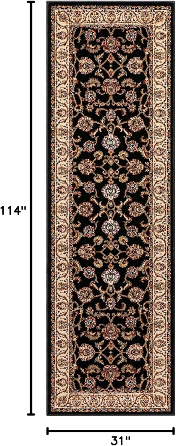 Well Woven Barclay Sarouk Black Traditional 2'7'' x 9'6'' Runner Area Rug