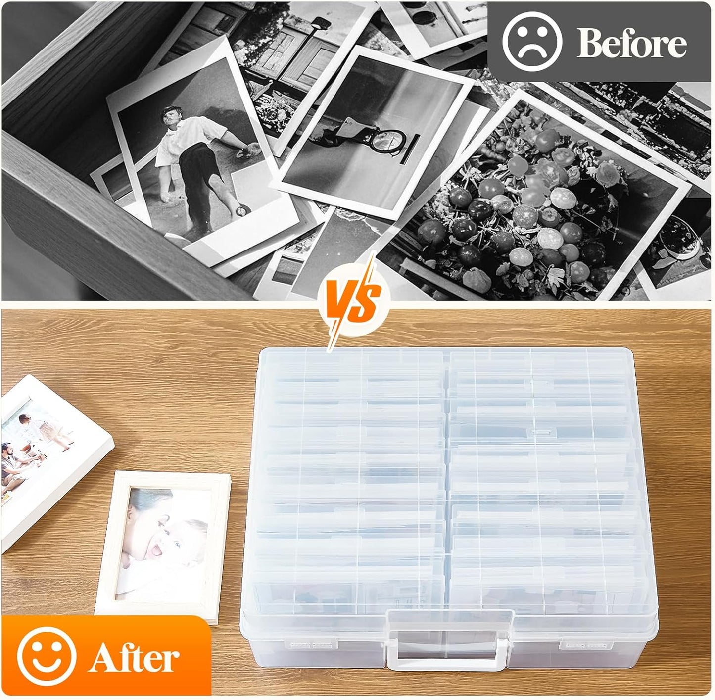 Lifewit Photo Storage Box - 18 Clear Organizers with Lids & Labels | 4x6 Size for Photos & Crafts