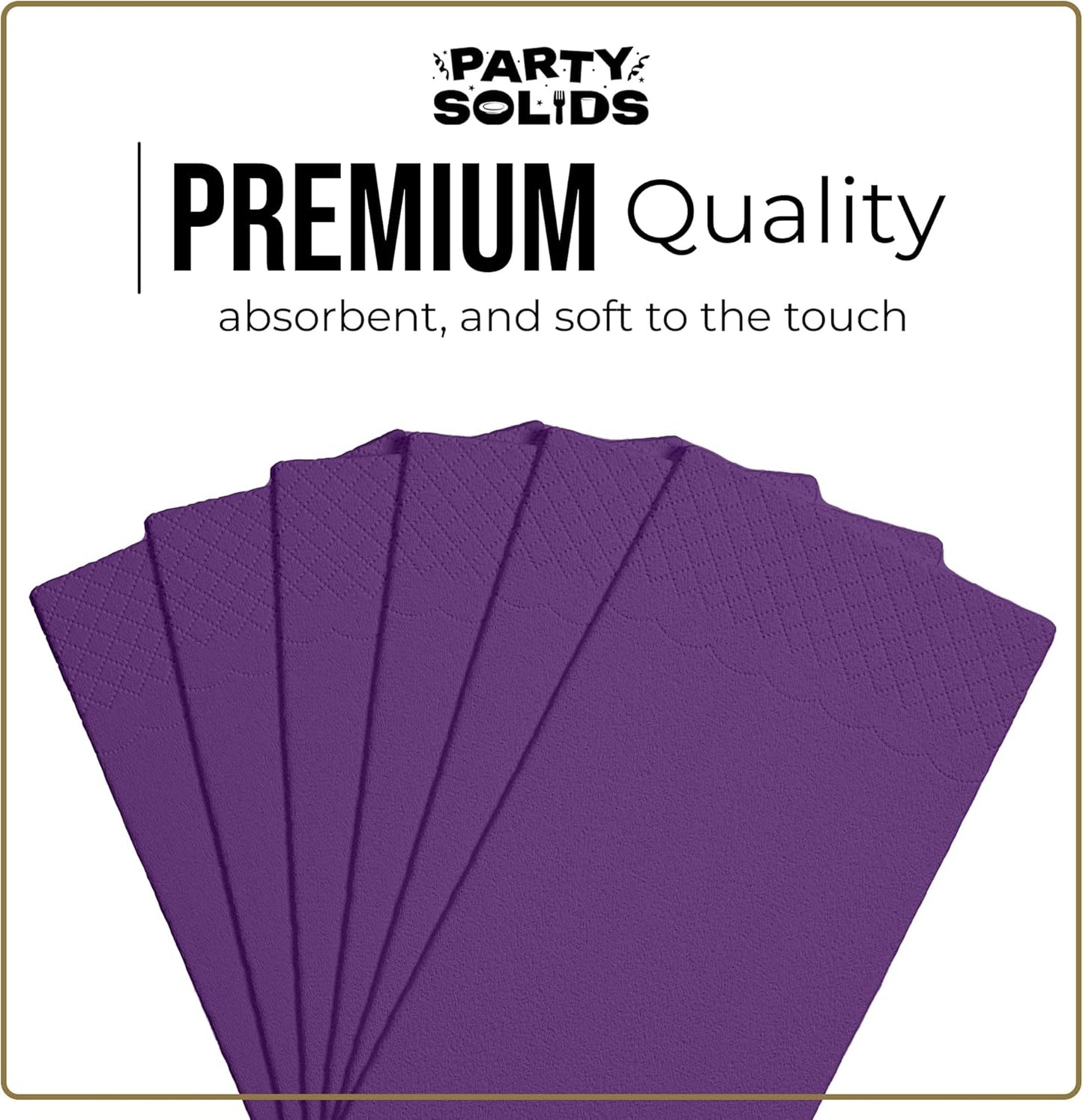 Party Solids Purple Dinner Napkins - 40 Pcs 2-Ply Disposable Paper Napkins for Events & Everyday Use