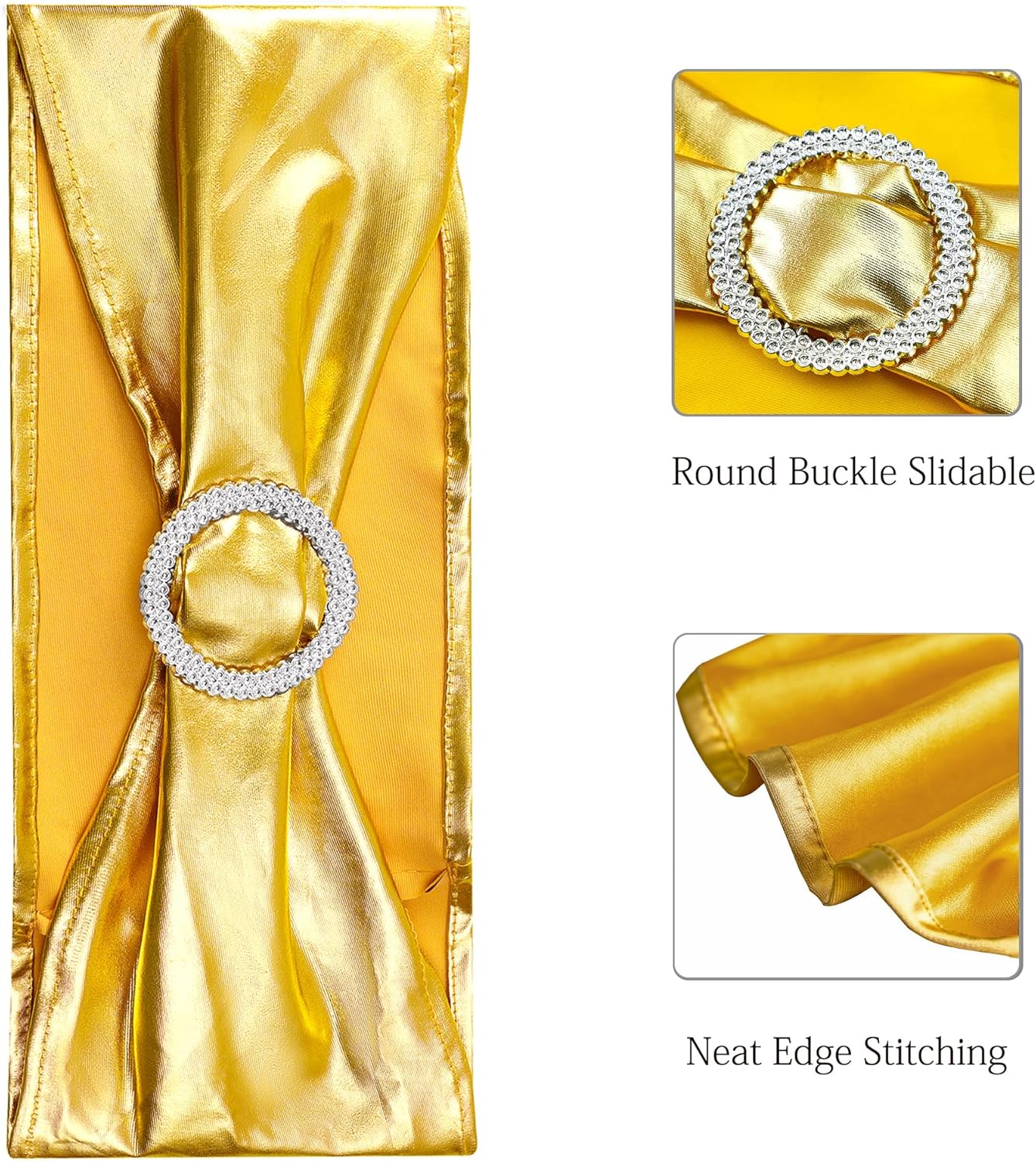 Spandex Bronzing Gold Chair Sashes by [Brand Name] - Pack of 50 Elegant Chair Bows for Weddings & Events