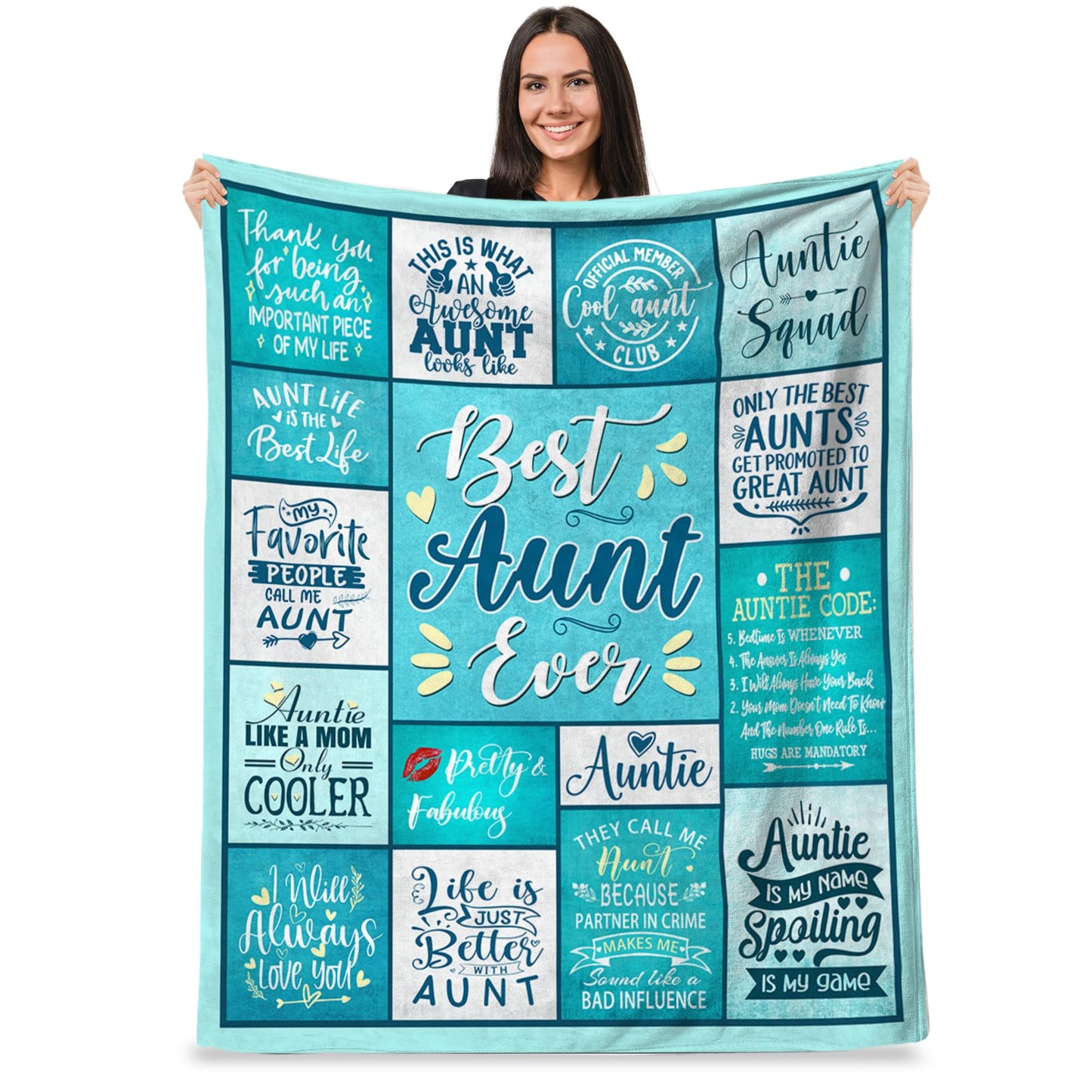 Kieetlan Auntie Birthday Gifts - Aunt Throw Blanket, 60" X 80", Cool Aunt Gifts Ideas for Christmas, Mother's Day, Valentine's