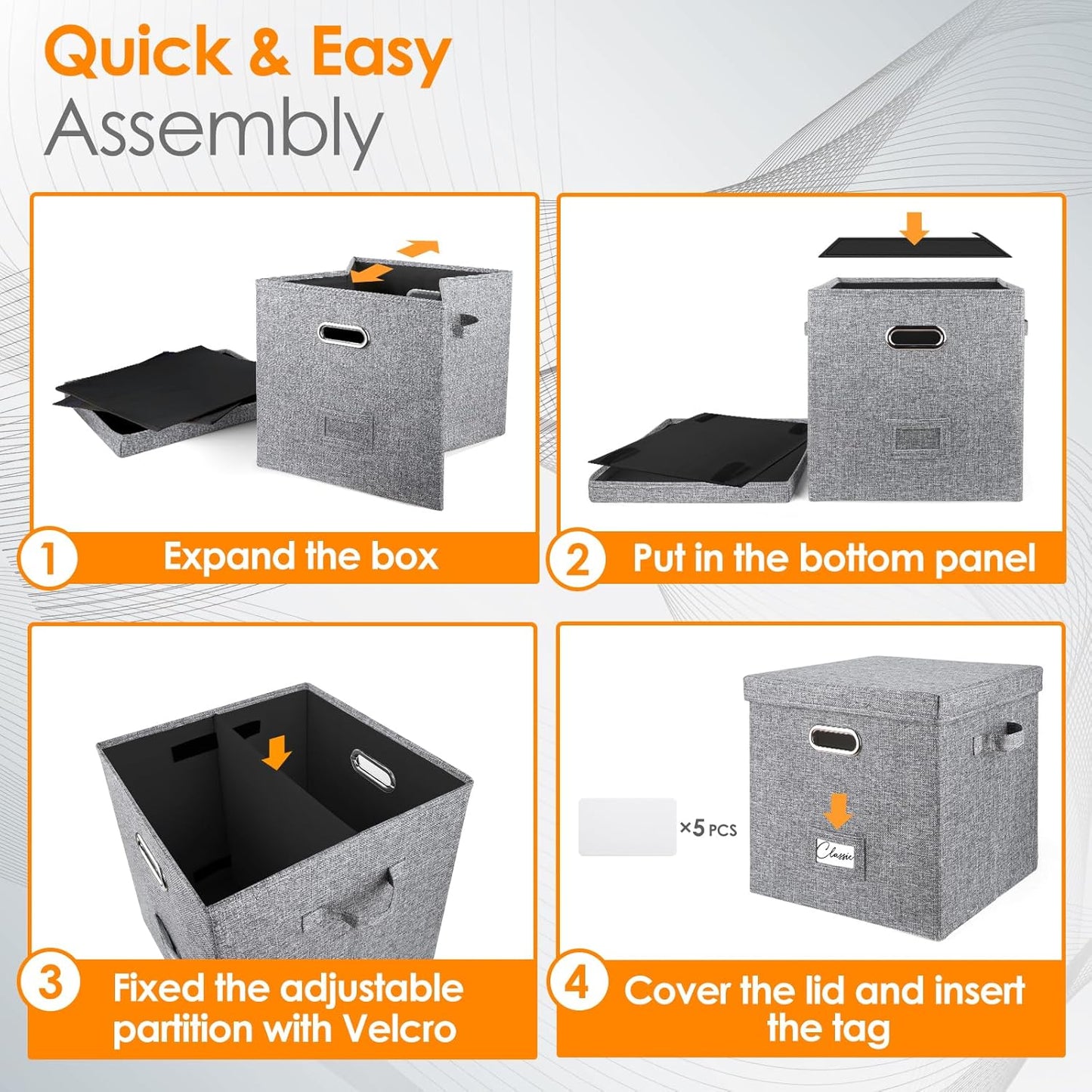 Skiennix Vinyl Record Storage Box - Stackable 12-Inch LP Crate with Lid & Handle for 50+ Albums