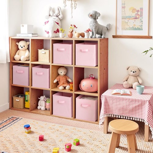 Cupic Cupid Storage Cubes - 11x11 Collapsible Bins with Handles | 6 Pack for Clothes & Toys, Pink