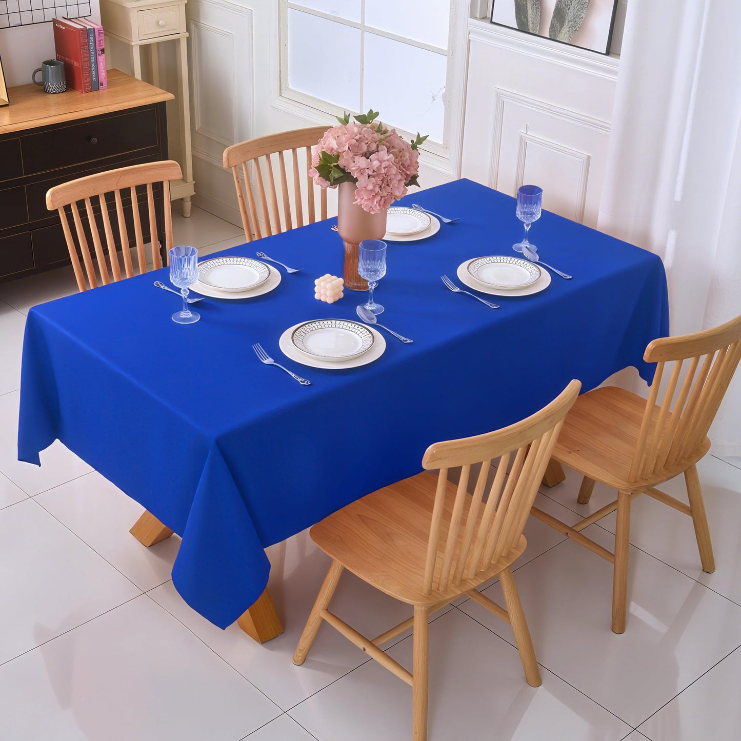 ZarzaaSik 10-Pack Round 108-inch Royal Blue Table Cloths, Solid Stain and Wrinkle Resistant Circular Tablecloth, Premium Plain Weave Polyester Fabric Table Linen Covers for Hotel, Banquet
