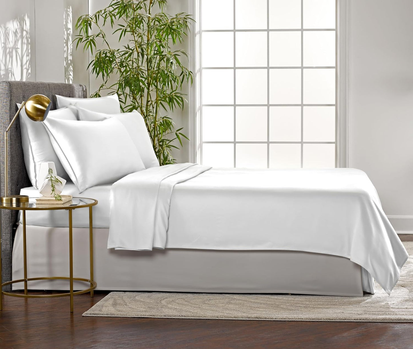 Pure Bamboo King Sheets - 100% Organic Viscose Bed Sheet Set, Soft & Cooling | Double Stitching, White