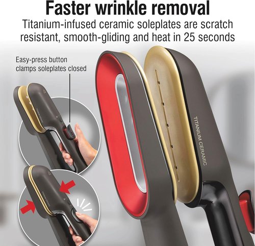 CHI SteamPress Handheld Garment Steamer - 3-in-1 Design, 200ml Tank, Fast Heat-Up in 25 Seconds, Black