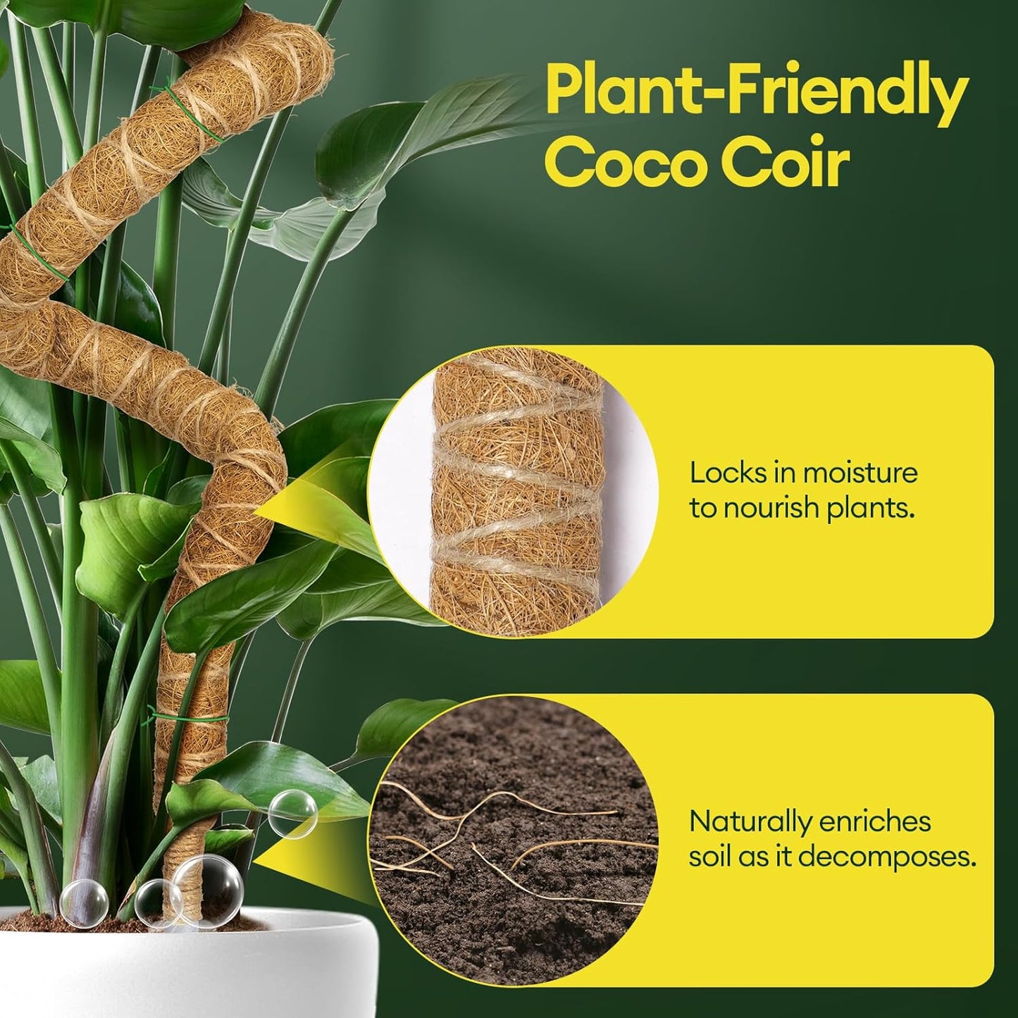 Maygrove 28” Bendable Moss Pole | 3-Pack Plant Support for Monstera & Climbing Indoor Plants