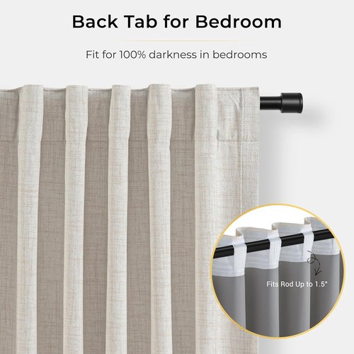 INOVADAY 100% Blackout Curtains - Extra Wide Thermal Insulated Drapes for Sliding Doors | Beige, 102 Inch