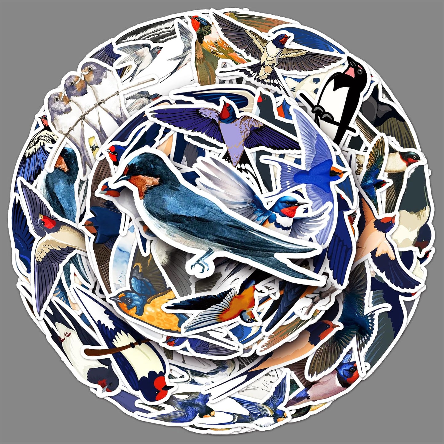 LYLSDSB Swallow Sticker 50 Pcs Vinyl Cute Funny Animal Sticker for Laptop Water Bottle Skateboard Luggage Scrapbook Bumper Computer Car Notebook,Waterproof Cartoon Bird Sticker for Adult Teens