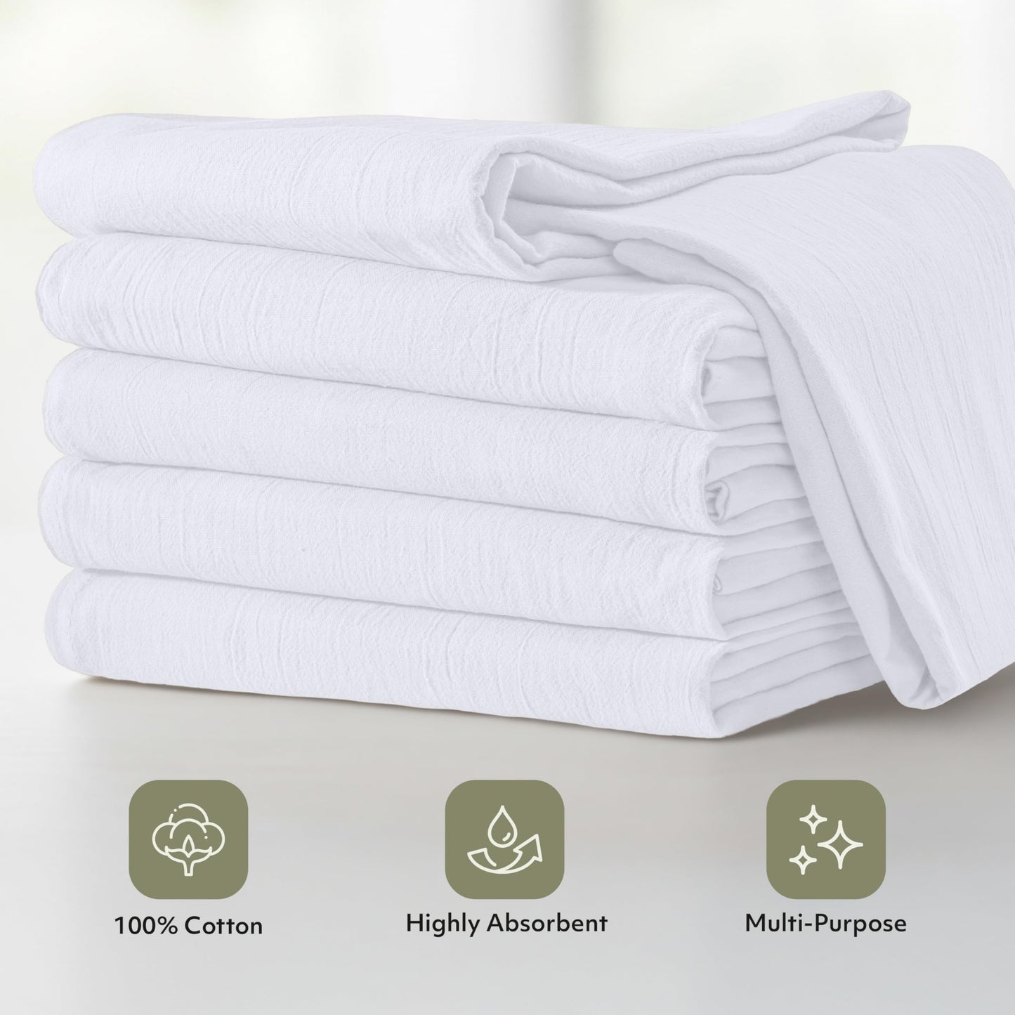 Utopia Kitchen White Flour Sack Towels [24 Pack - 28 x 28 Inch] 100% Cotton Tea Towels for Cleaning & Drying - Highly Absorbent Kitchen Dish Cloth