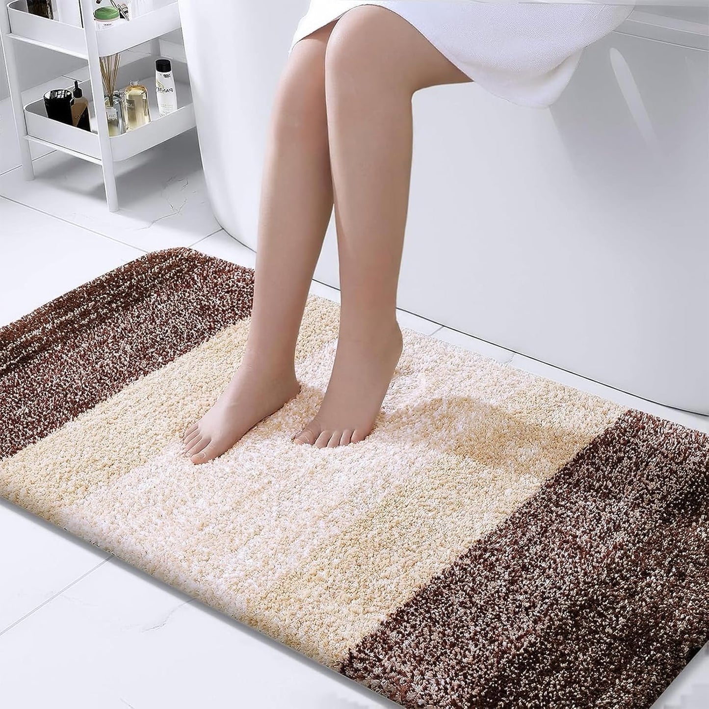 OLANLY Bathroom Runner Rugs - Extra Soft Microfiber with Rubber Backing | 47x24 Inches, Quick Dry, Machine Washable, Brown