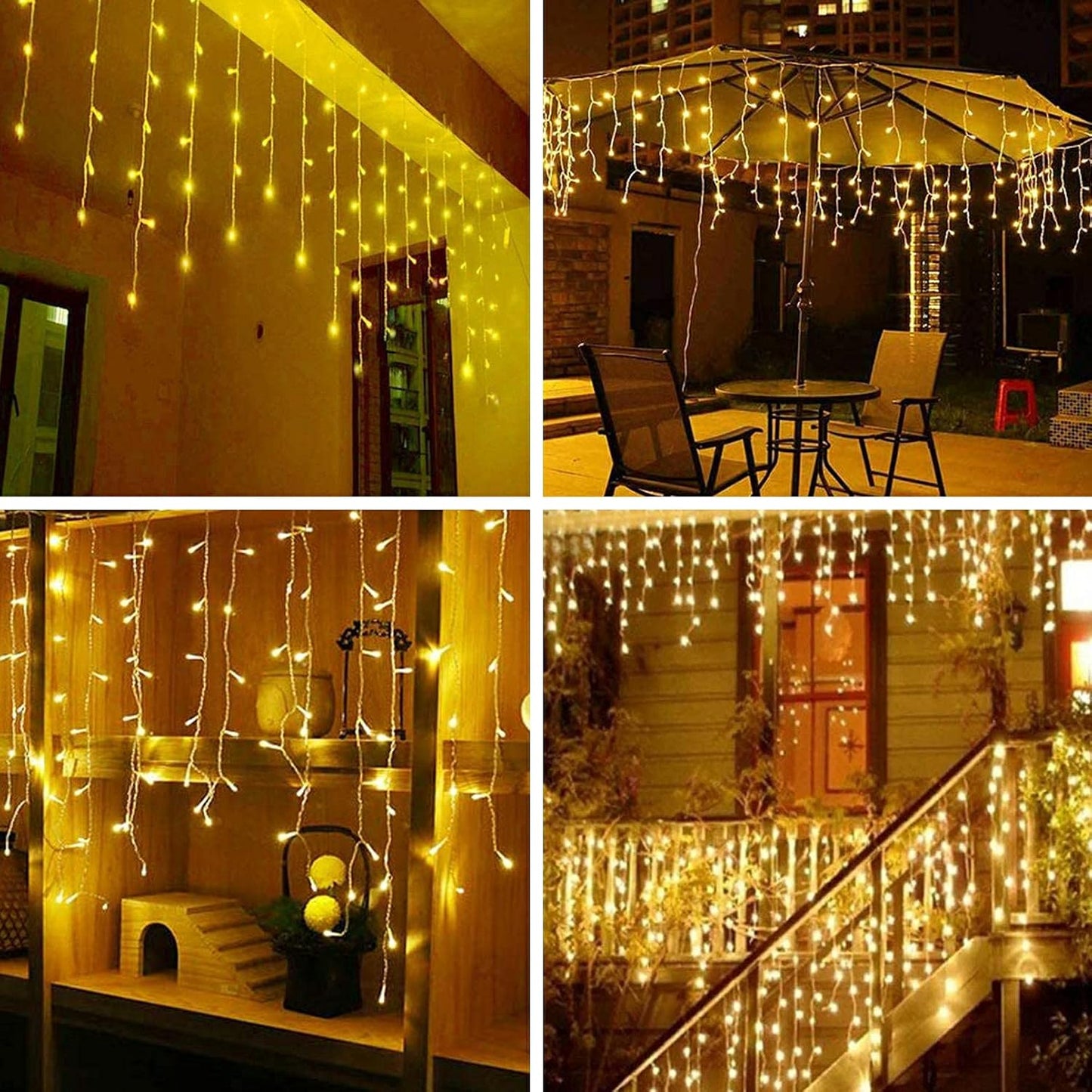 Skiennix LED Ceiling Icicle Lights - 16.4FT 216 LEDs with 8 Twinkle Modes | Warm White Indoor/Outdoor Holiday Decor