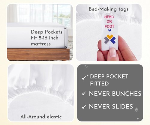 California Design Den King Size Sheet Sets - 400 Thread Count 100% Cotton Sateen - Soft, Breathable & Deep Pocket | Bright White - 2-Pack