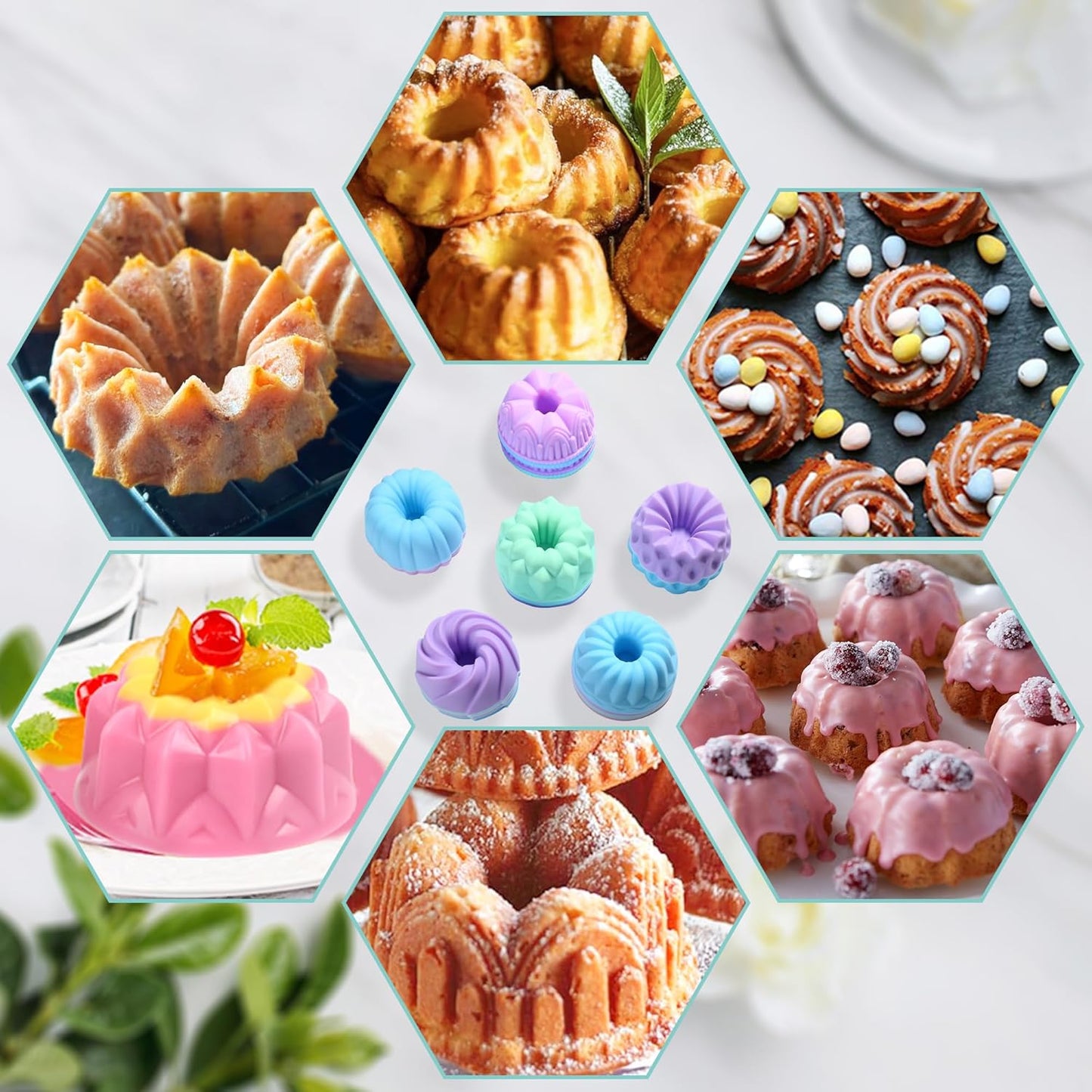 Skiennix 24-Pack Silicone Donut Molds - Nonstick 3-Inch Baking Cups for Muffins, Jello & Bagels | Oven & Dishwasher Safe