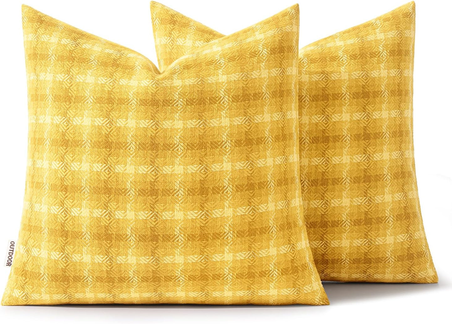 MIULEE Outdoor Waterproof Throw Pillow Covers - Decorative Farmhouse Cushion Cases, 18x18 Inch Yellow | Pack of 2