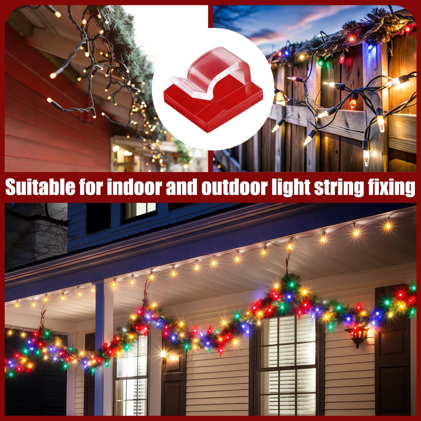 Blulu 100 Pcs Adhesive Cable Wire Clips, Outdoor Light Clips, Cord Management Wire Organizer Cord Holder for Holiday String Lights, Under Desk, Car, Wall, TV PC Ethernet Cable(Small,Clear)
