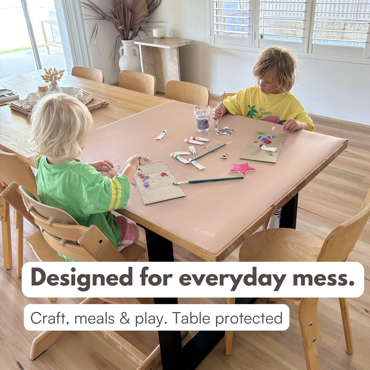 Table Craft Mat to Protect Dining Table, Craft Mess mat 38"x39.4" Great for Childrens Crafts and Play Protect Your Furniture from Spills and Mess Easy to Clean, Heat Resistant (Clay, 38" 39.4")'