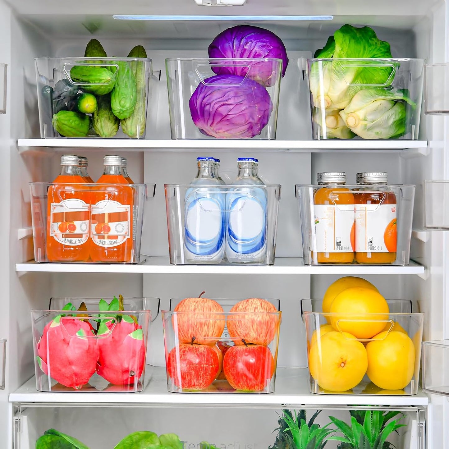 Skiennix Clear Plastic Storage Bins - 12 Pack Pantry Organizers with Handles for Kitchen & Bathroom