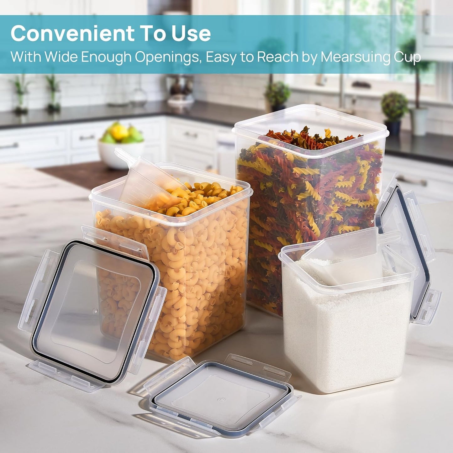 Vtopmart Airtight Food Canisters - 10 PCS Flour & Sugar Storage Containers, BPA-Free, Black