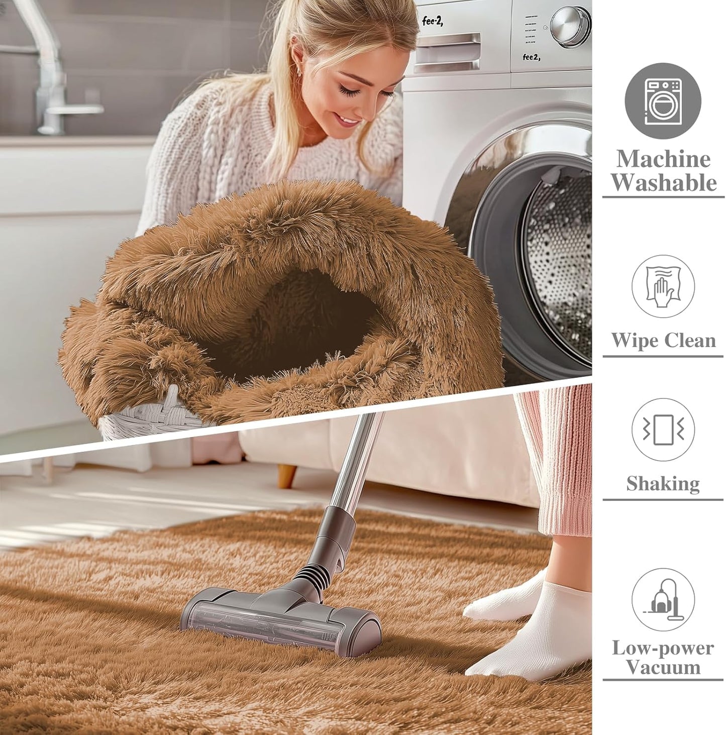 OLANLY Machine Washable 2x4 Runner Rug - Soft Fluffy Shaggy Carpet for Bedroom & Hallway | Khaki