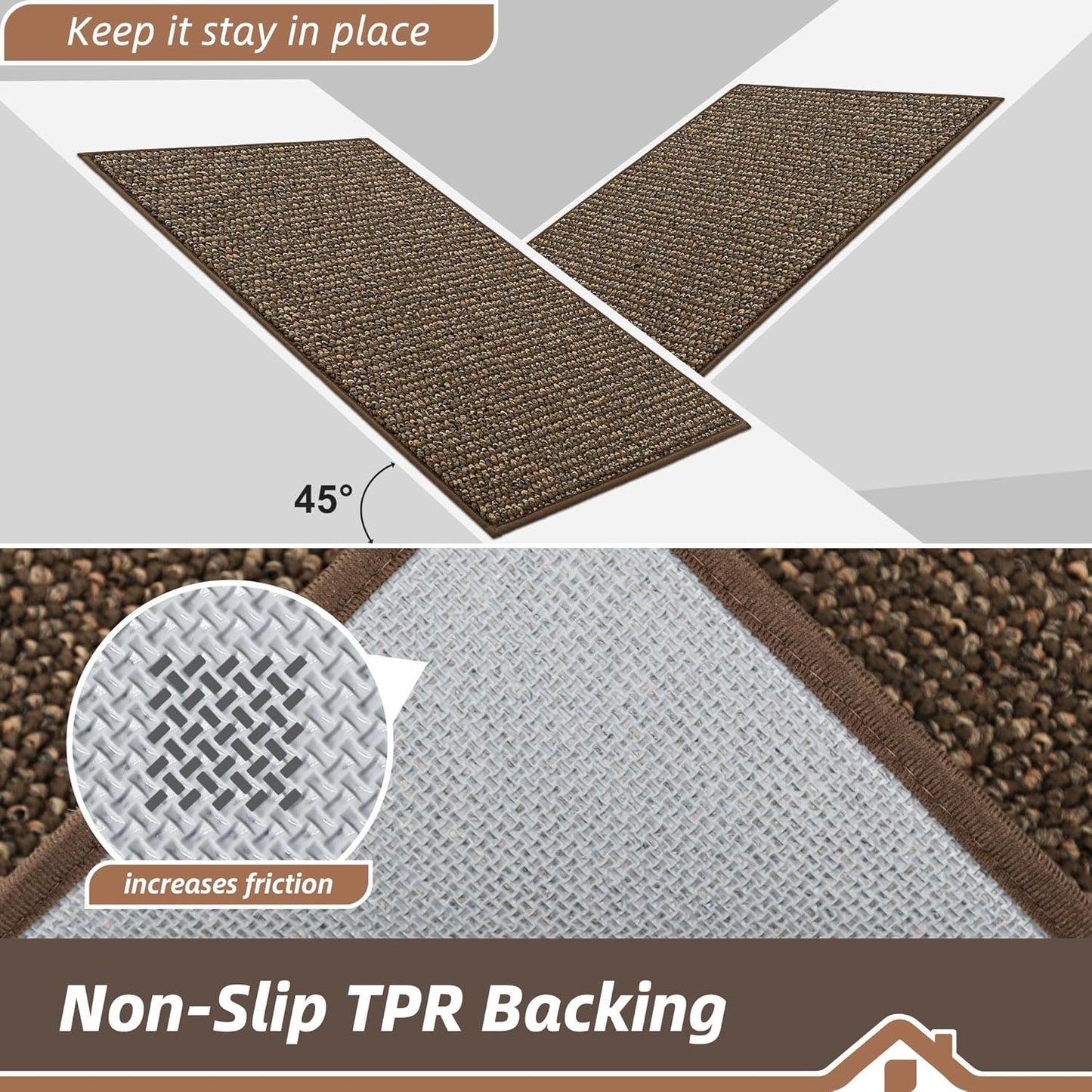 BEQHAUSE Dirt Trapper Door Mat - Non-Slip, Washable, Absorbent Entrance Mat | 24" x 60", Brown