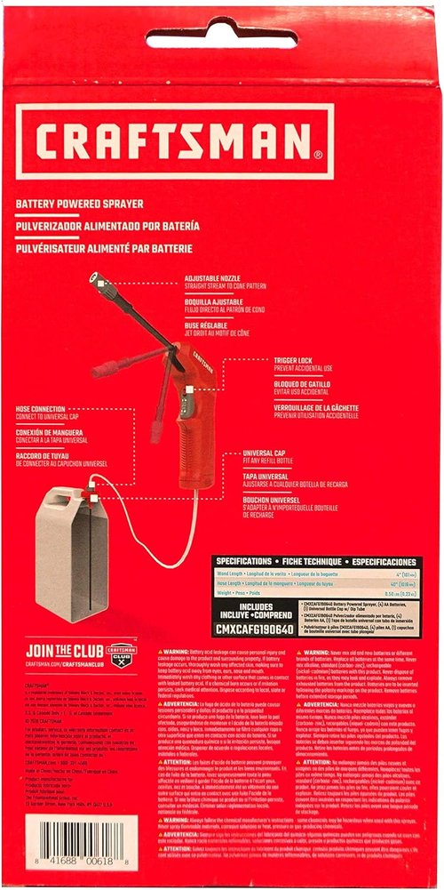 CRAFTSMAN Battery Powered Sprayer Wand - Easily Attaches to Most Chemical Bottles for Gardening & Lawn Care