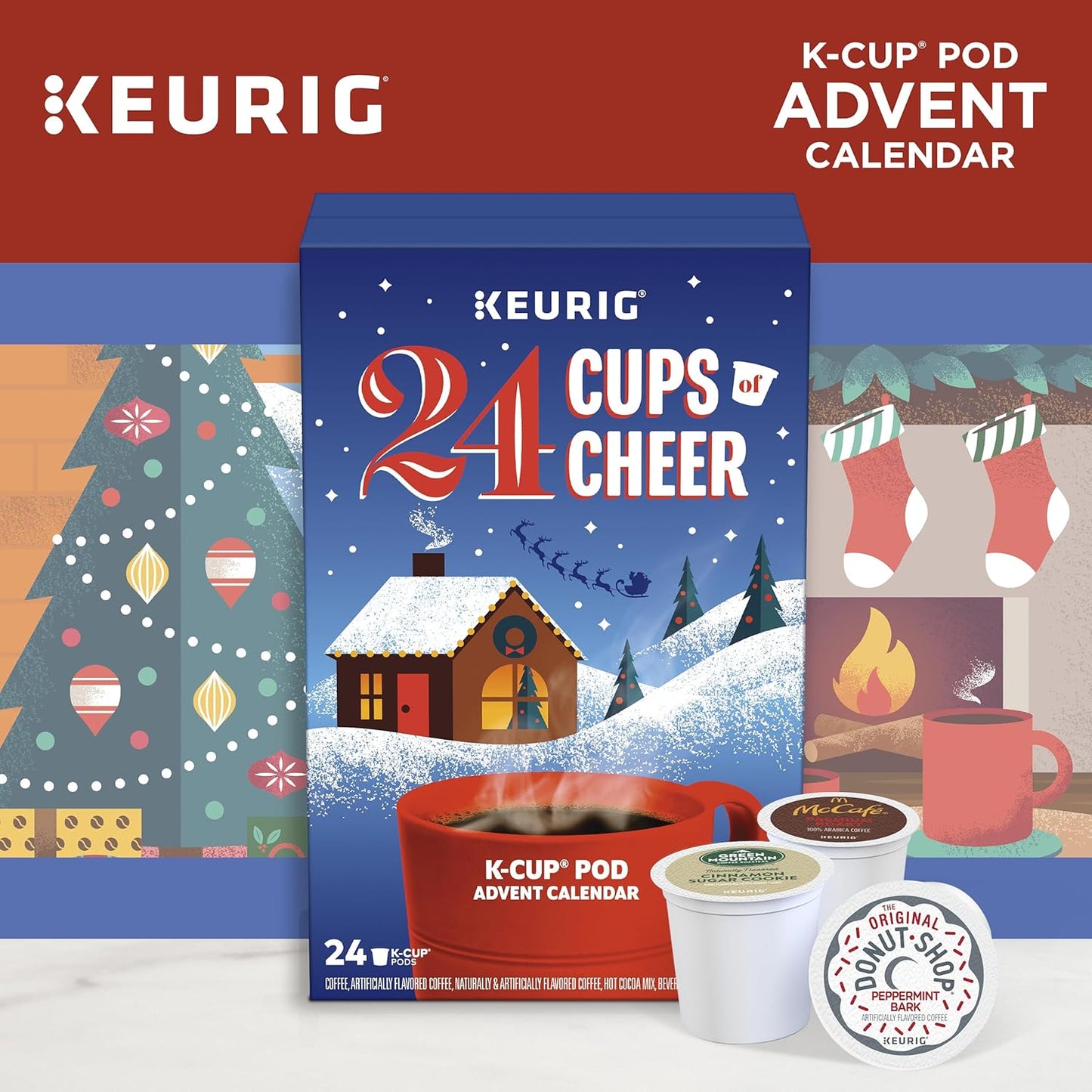 Keurig Advent Calendar - Variety Pack of 24 Single Serve K-Cup Pods for Holiday Enjoyment