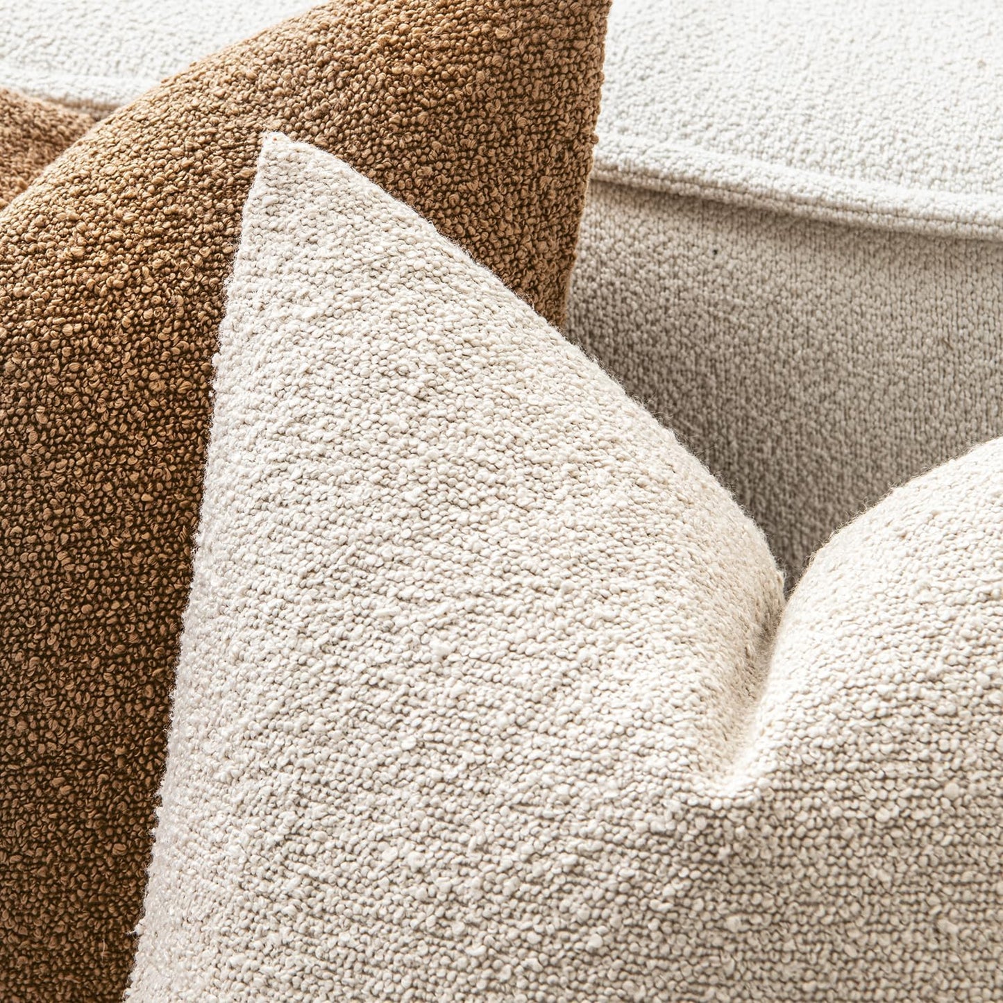 MIULEE Decorative Pillow Covers - Textured Boucle Set of 2 | 20x20 Inch Natural Beige & Ivory Accent for Couch & Bed
