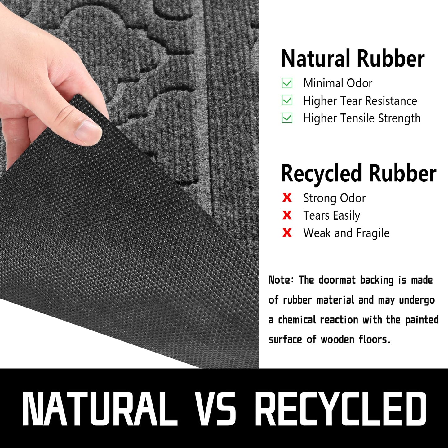 Yimobra Welcome Mat Outdoor Indoor, 47x32 All-Season Waterproof, All-Weather Heavy Duty Doormat, Low Profile Porch Patio Entrance Mat, Sturdy Natural Rubber, Dark Grey