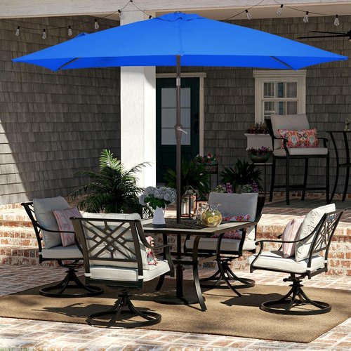 JEAREY Rectangular Patio Umbrella - 6.5x10 ft Outdoor Umbrella with Push Button Tilt & Crank | UV Protection, Royal Blue