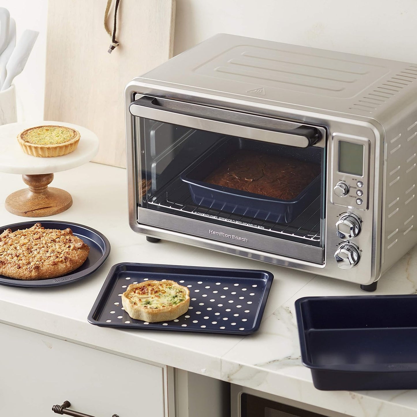 Wilton Diamond-Infused Nonstick Baking Set - 4 Piece Navy Blue Bakeware for Small Batches, Durable & Dishwasher Safe