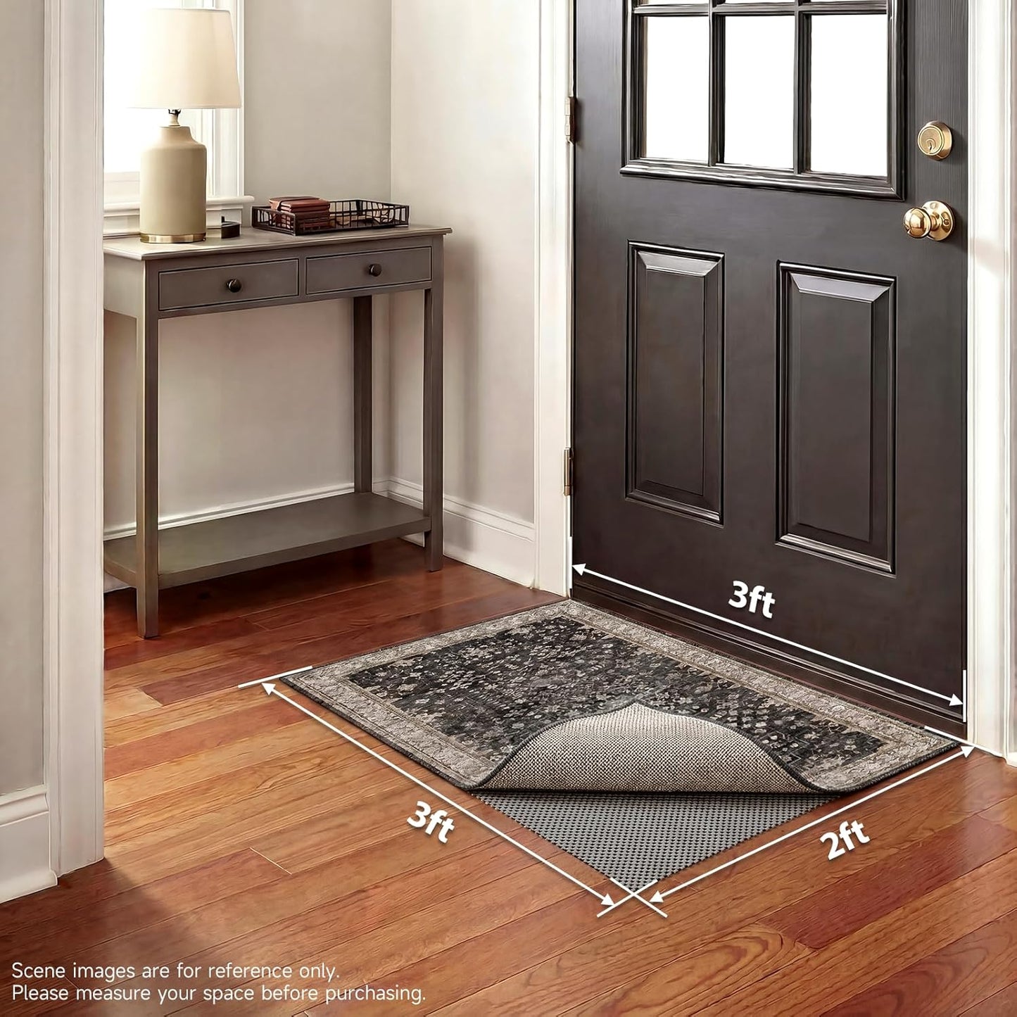 Veken Rug Pad Gripper - Non-Slip Dark Grey 2x3 Ft Mat for Hardwood & Tile Floors | Thick Anti-Skid Design
