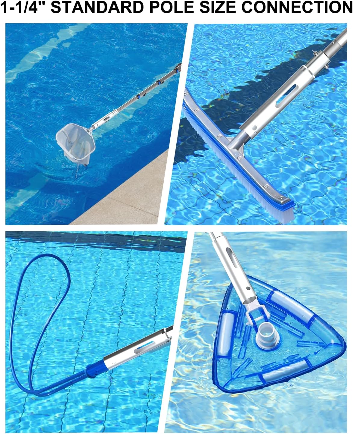 Skiennix 16FT Telescopic Swimming Pool Pole - Heavy Duty Aluminium, Adjustable 4 to 16 Feet