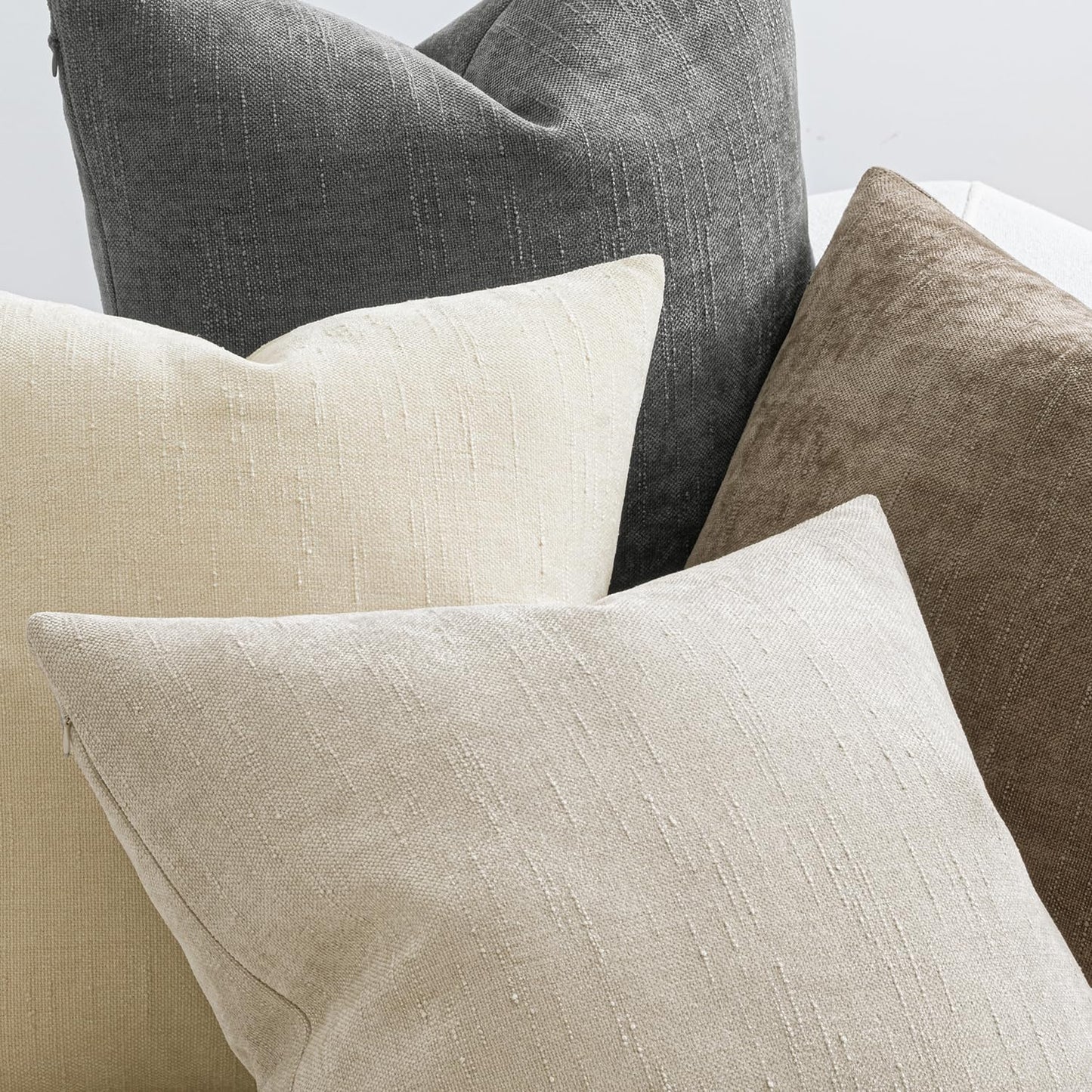 MIULEE Pack of 4 Decorative Throw Pillow Covers 18x18 Inch Neutral Chenille Textured Throw Pillows Boho Farmhouse Accent Cushion Covers for Modern Home Decor Couch Sofa Bed Living Room