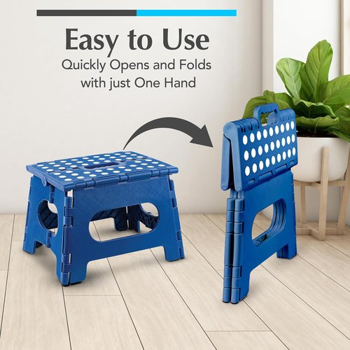 Handy Laundry Folding Step Stool - Lightweight & Sturdy for Adults and Kids - Easy One-Flip Design (Blue | 2-Pack)