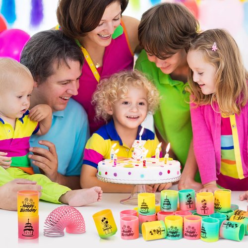 CLEVERZONE 36 Pack Spring Rainbow Magic Fidget Stress Coil Mini Springs Bulk Toys Party Favor For Kids Birthday Carnival Prize Goodie Bag Stuffers For Boys Girls (Birthday)