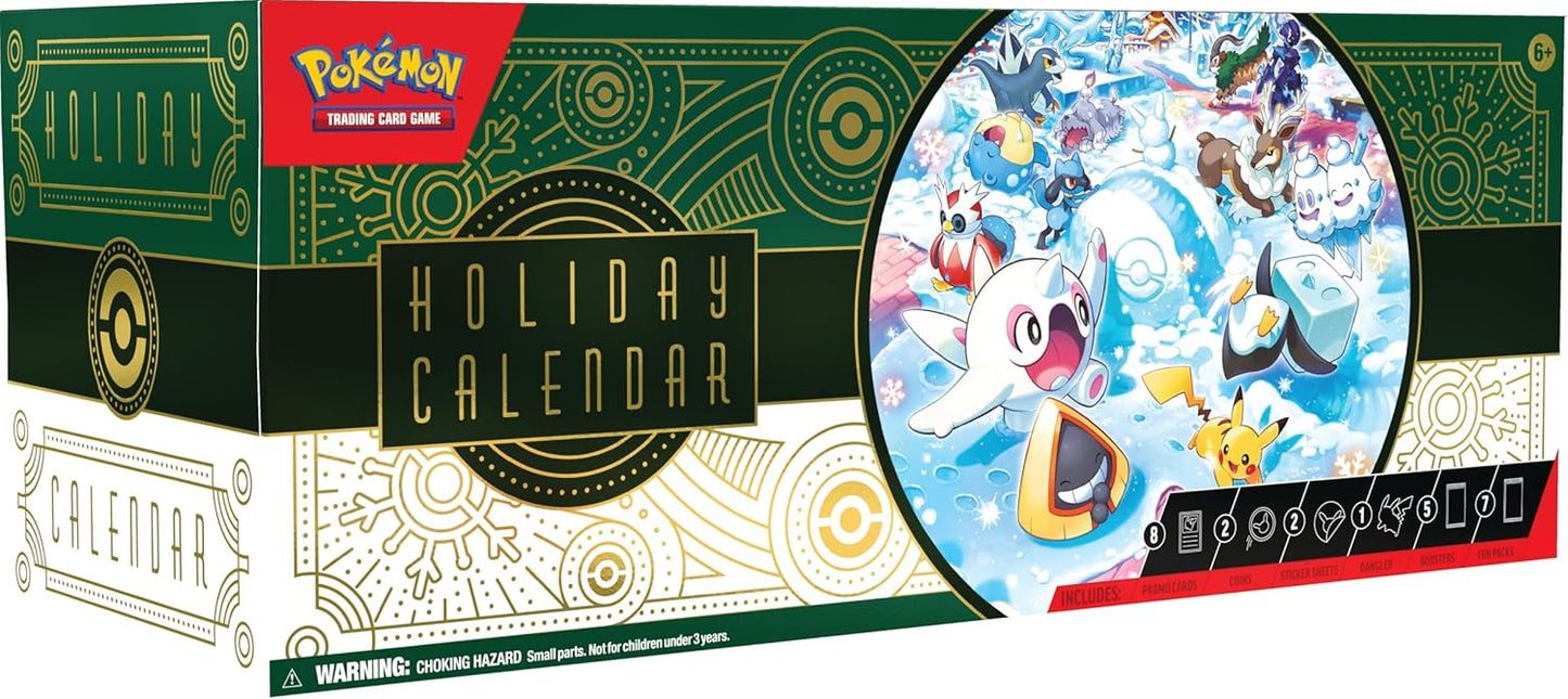 Pokémon TCG Holiday Calendar - 8 Foil Promo Cards, 5 Booster Packs & Exclusive Collectibles