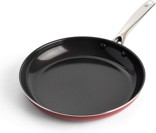 Blue Diamond 12" Nonstick Frying Pan - Diamond Infused Ceramic, Dishwasher Safe, Red Color