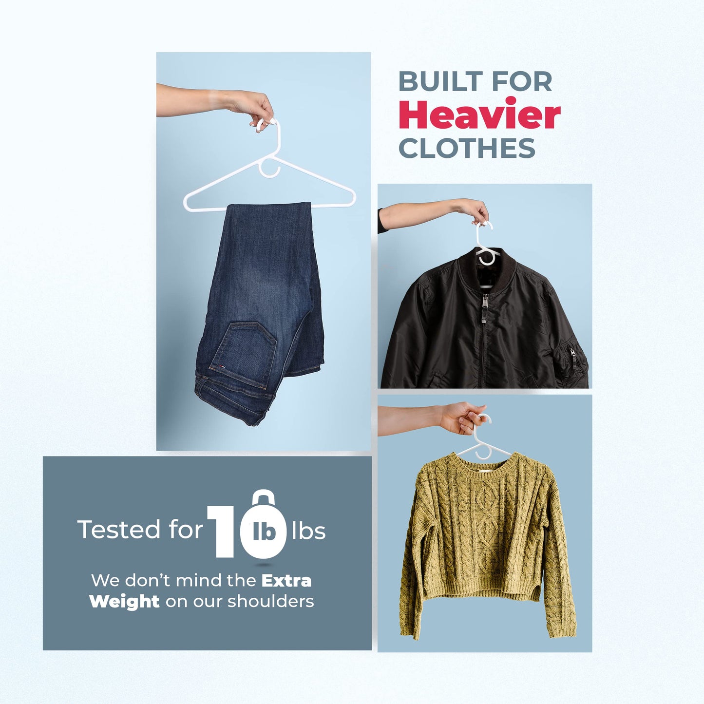 Neaties Heavy Duty Clothes Hangers 18 Pack – Made in the USA – 8lb Capacity Plastic Hangers for Adult Clothing – Durable for Pants, Coats, Jackets, or Jeans – White