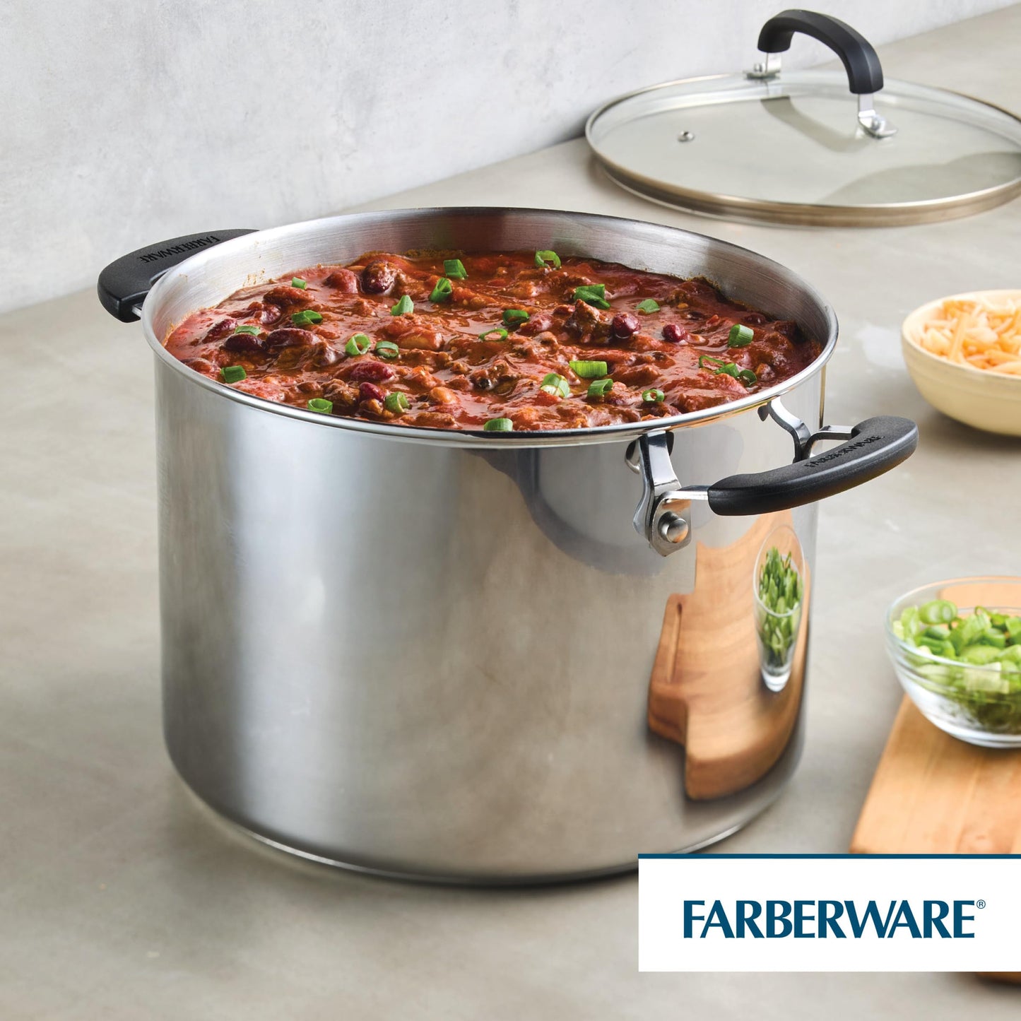 Farberware Brilliance Stainless Steel Stockpot with Glass Lid, 8 Quart, Dishwasher Safe and Induction Ready, Compatible with All Cooktops, Stainless Steel
