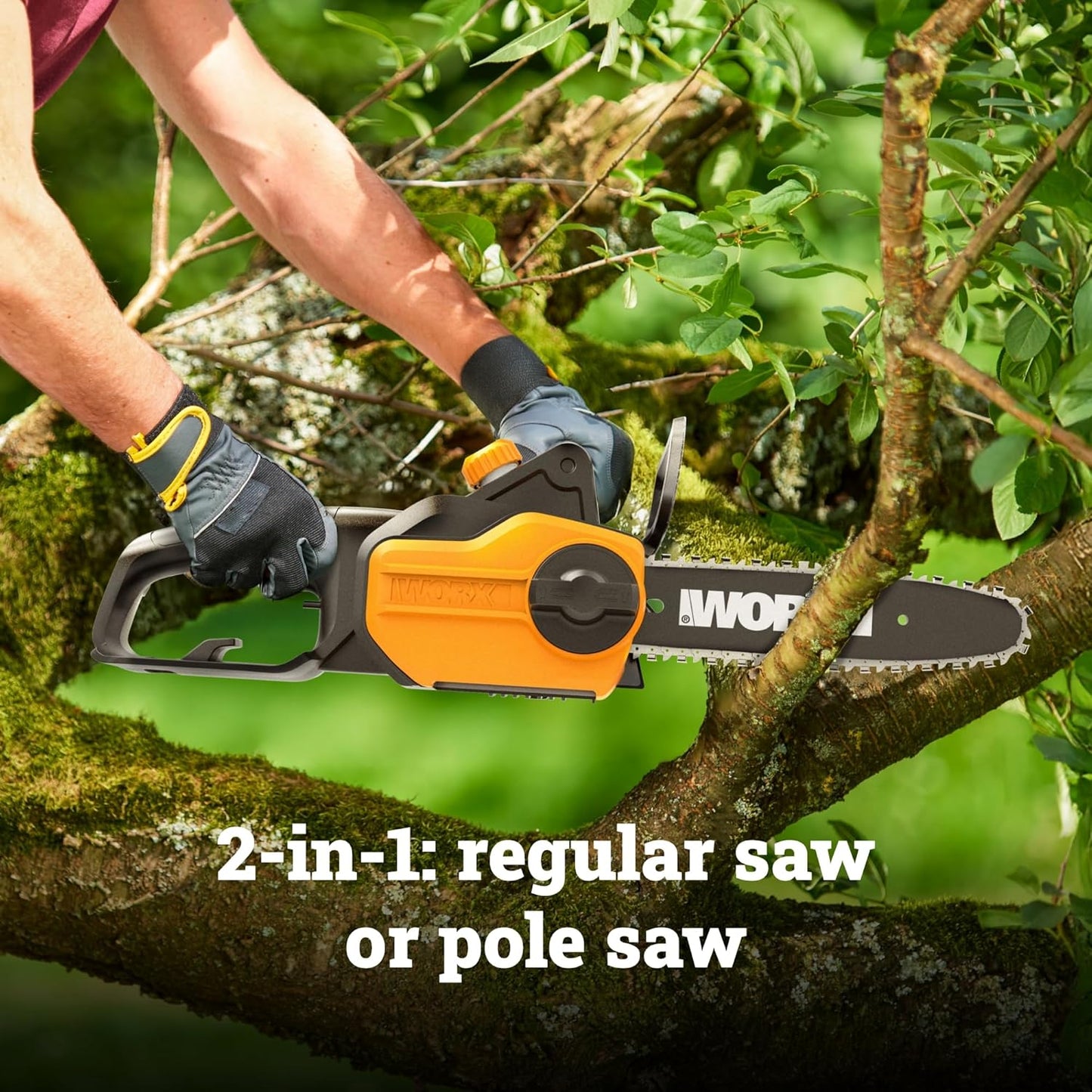 WORX Electric Pole Saw - 8 Amp, 10" Blade, Extends Up to 10 ft. for Effortless Tree Trimming