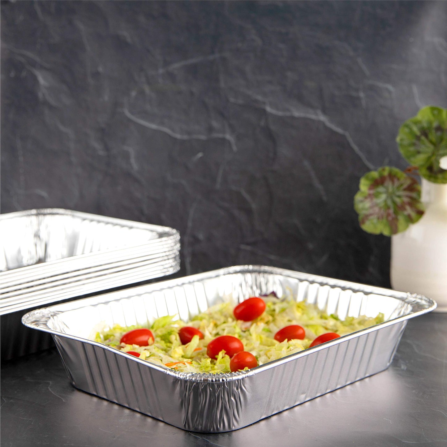 PLASTICPRO Disposable 9 x 13 Aluminum Foil Pans Half Size Deep Steam Table Bakeware - Cookware Perfect for Baking Cakes, Bread, Meatloaf, Lasagna Pack of 10