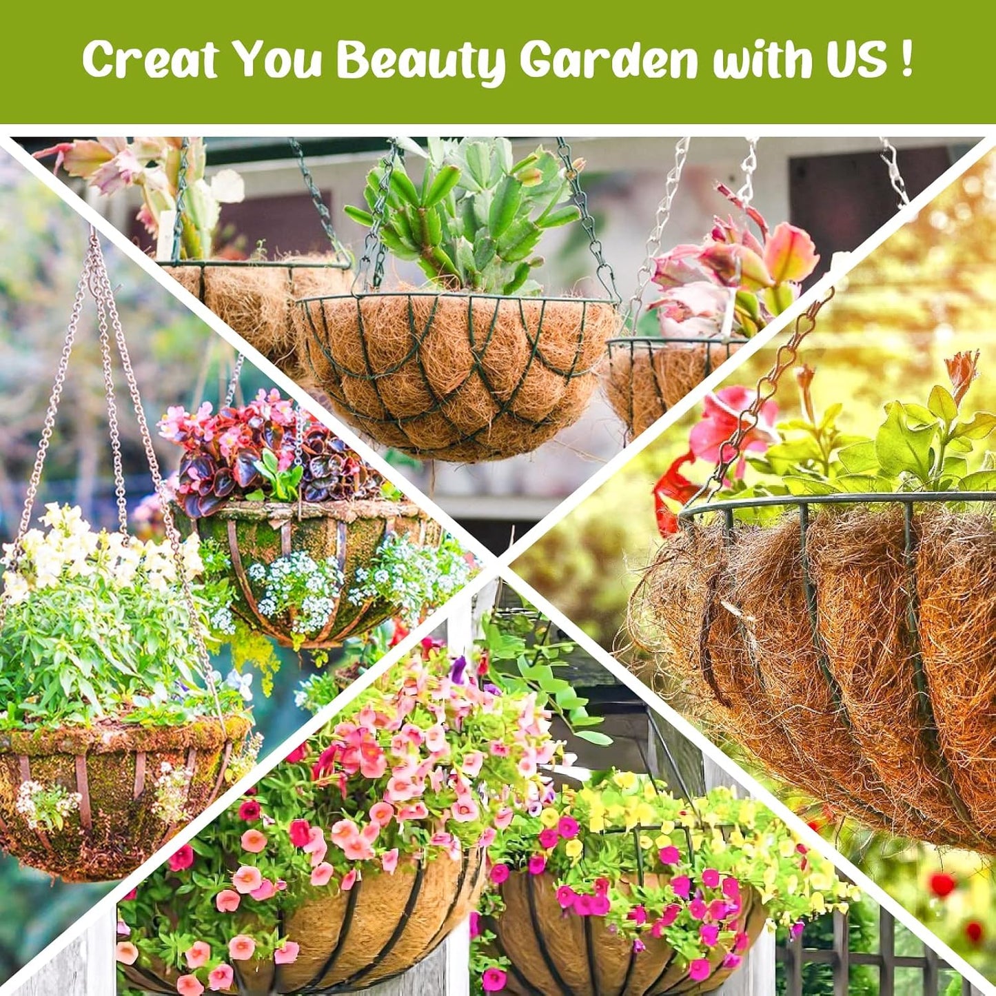Legigo 10-Inch Coco Fiber Hanging Basket Liners - 100% Natural Round Replacement for Flowers & Vegetables