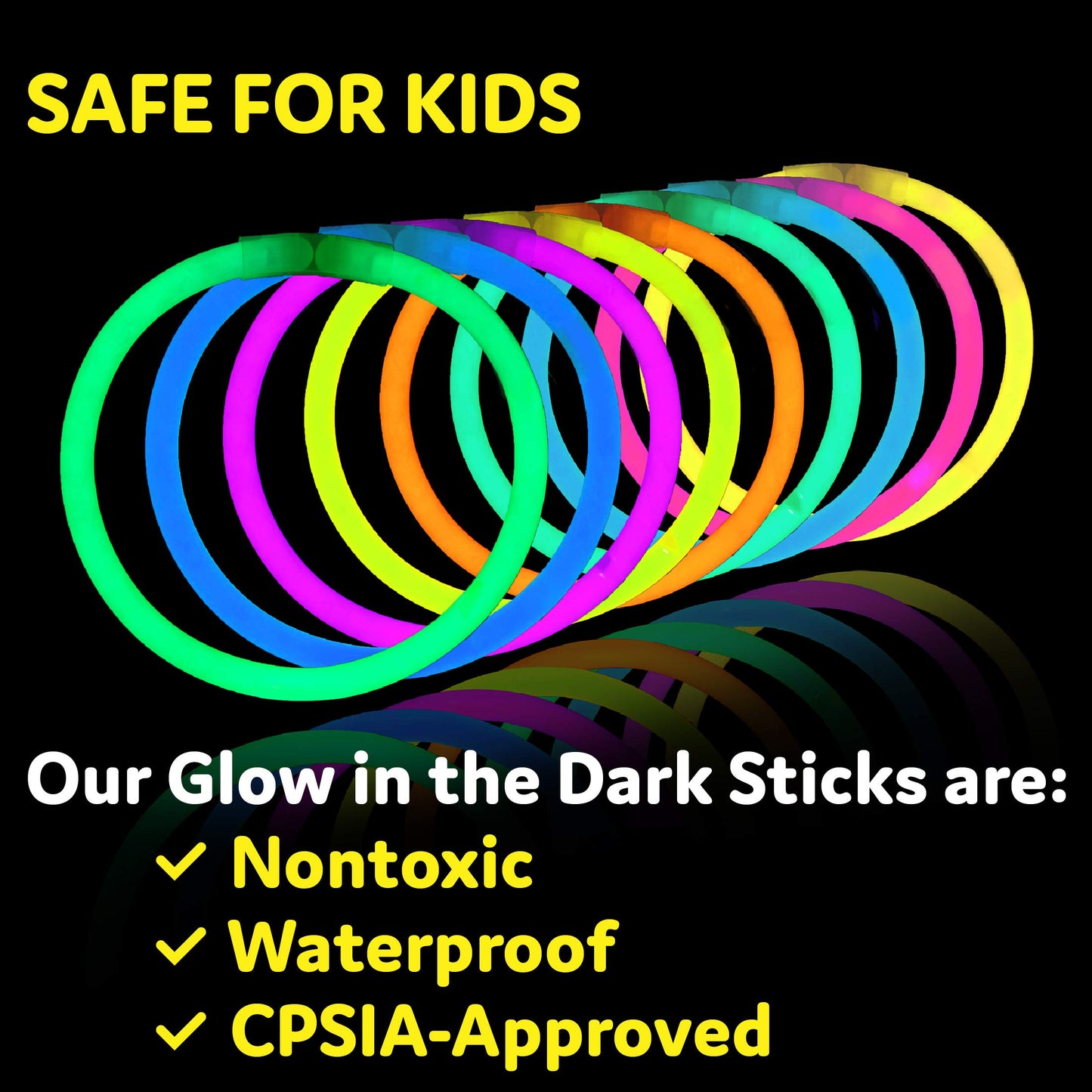 Party Sticks Glow Sticks Jewelry Bulk Party Favors 300pk and Connectors - 8" Glow in the Dark Party Supplies, Neon Party Glow Necklaces and Glow Bracelets for Kids and Adults