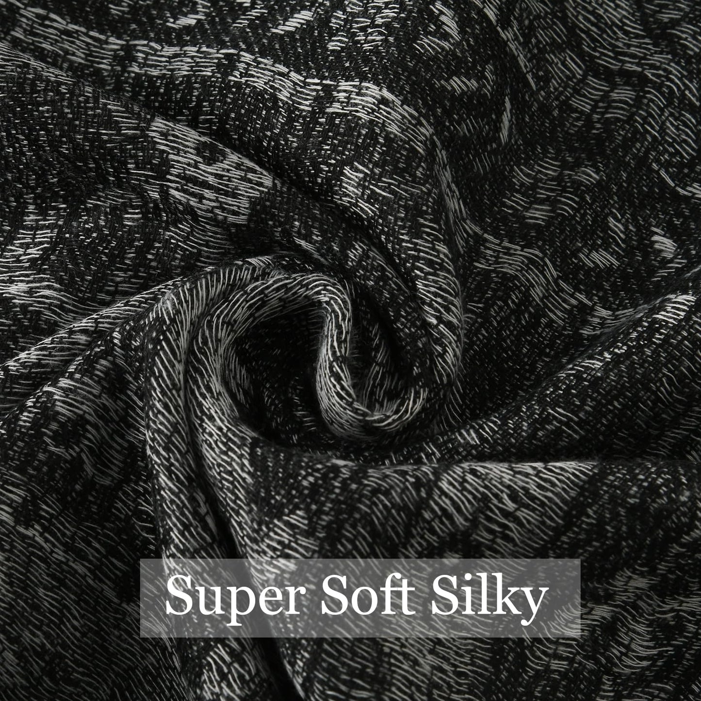 Rave Pashmina Scarf-Winter Warm Paisley Jacquard Pashmina Shawls and Wraps with Fringes(Sy3-Black Silver)